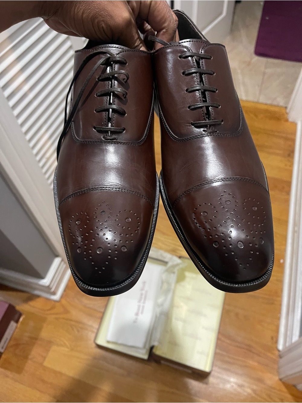 To Boot Brown Cap-Toe Derby with Decorative Perforation Sz 10.5